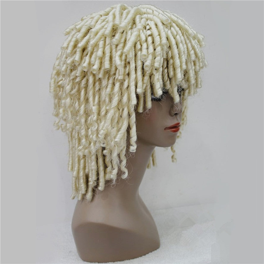 StrongBeauty kanekalon Dreadlock Hair African braids Wig Blonde/Brown Corkscrew Curls Medium length Synthetic wigs