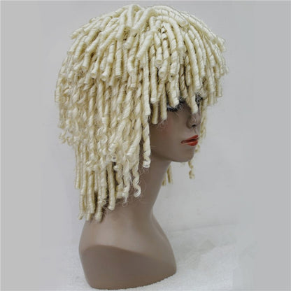 StrongBeauty kanekalon Dreadlock Hair African braids Wig Blonde/Brown Corkscrew Curls Medium length Synthetic wigs