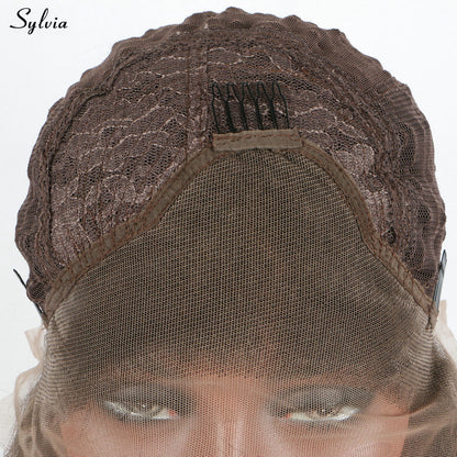 Sylvia Double Braids Long Hair Dark Roots Ombre Blonde Synthetic Lace Front Wig Women's Braided Heat Resistant Handmade Long Wig
