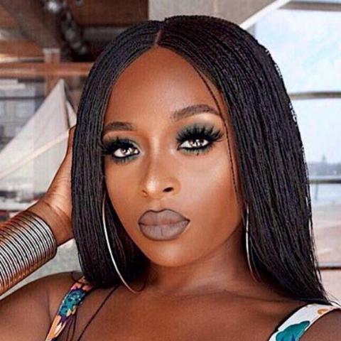 Braided Wig Lace Twists Wig - Human Hair Closure Black 26