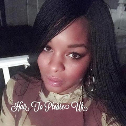 Braided Wig Lace Twists Wig - Human Hair Closure Black 26"