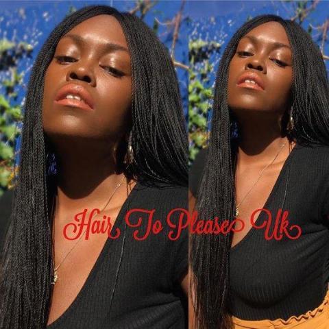 Braided Wig Lace Twists Wig - Human Hair Closure Black 26"