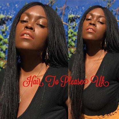 Braided Wig Lace Twists Wig - Human Hair Closure Black 26"