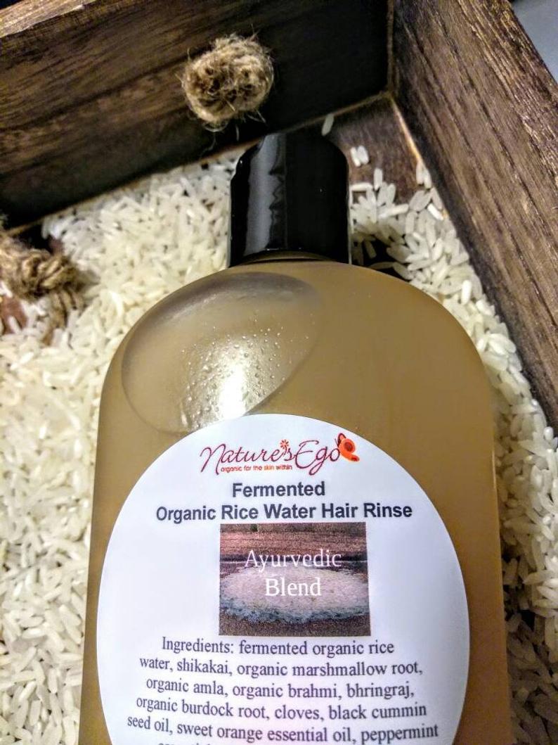 Organic Fermented Rice Water Hair Rinse (ayurvedic, black cumin seed oil, hair rinse, conditioner, hair wash, hair growth, shampoo)